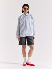 Relaxed Fit Navy Blue Striped Shirt